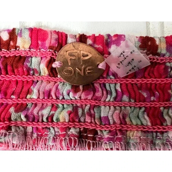 Free People Top Women's Talia Tiered Tunic Tank Top Pink Combo Small NEW. 340 - Picture 5 of 5